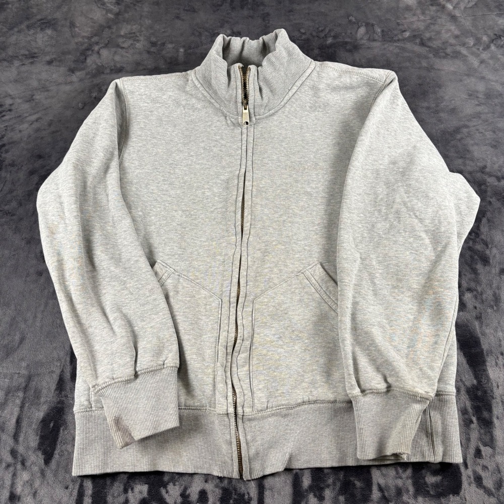Eddie Bauer Full Zip Sweatshirt Mens L Gray Mock Neck Fleece Lined 3923